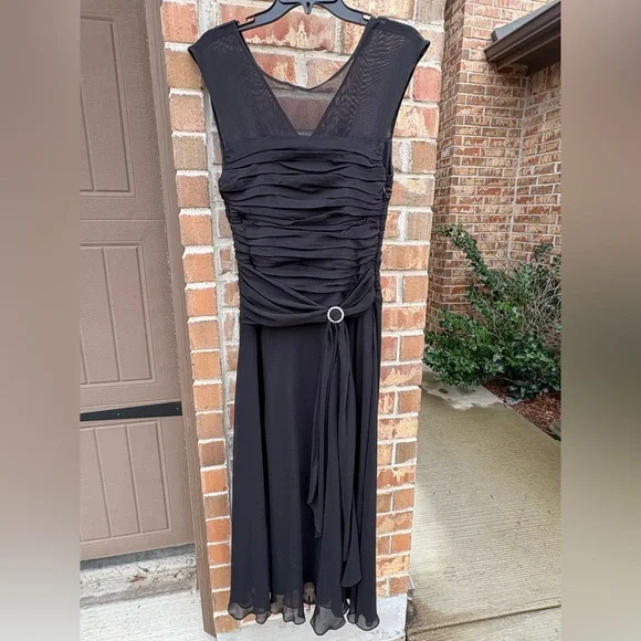 Sangria Womens 14 Maxi Black Long Formal Stretch Dress - Picture 2 of 6